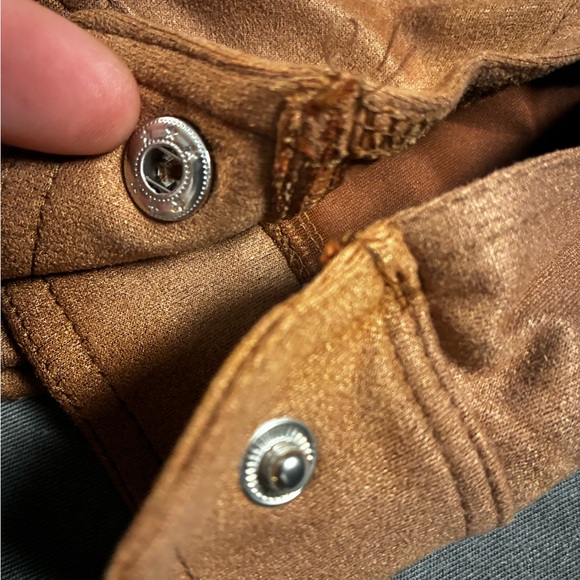 Women's Tan Faux Suede Motorcycle Jacket - Picture 6 of 8